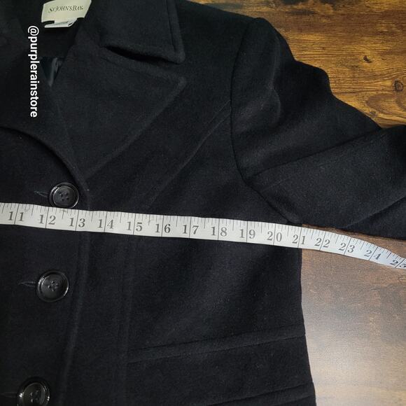 St Johns Bay Double Breasted Peacoat LP Wool Cashmere Blend Preppy Quiet Luxury - Picture 8 of 13